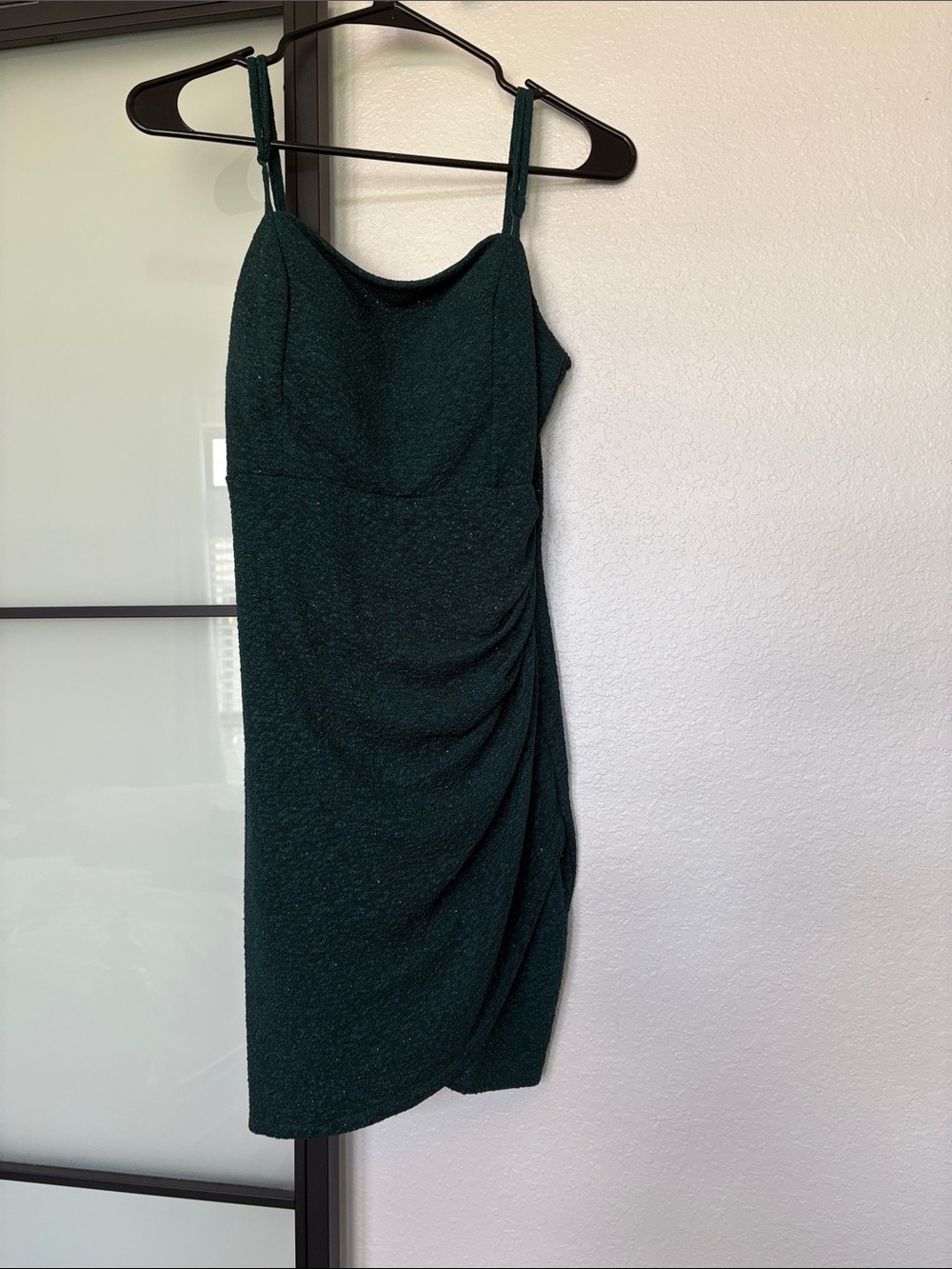 Crystal Doll Dark Emerald Green Spaghetti Strap Mini Dress